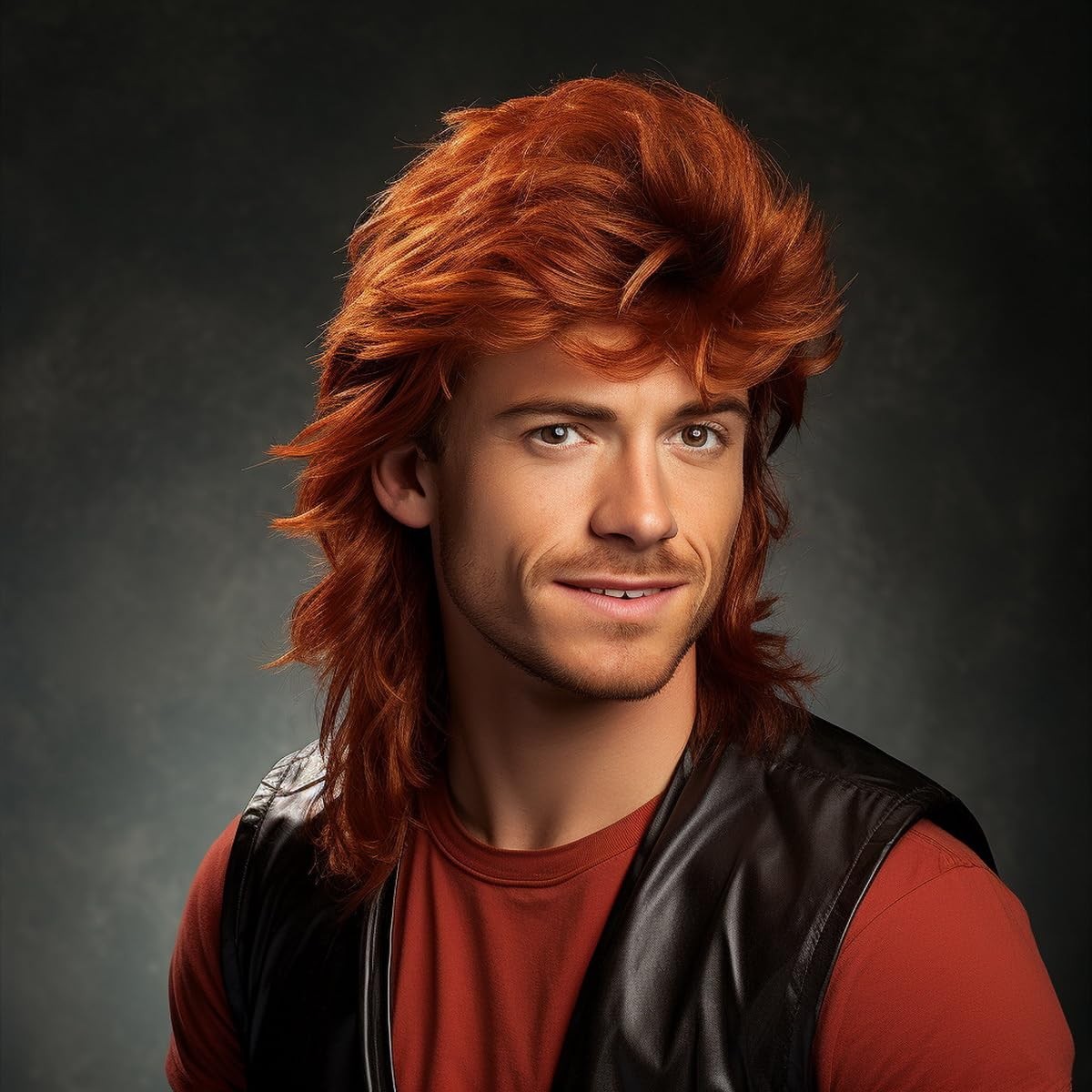 Mullet Wig Adult Funny Hairpiece for Men Pop Rock Joe Dirt Wig Ginger