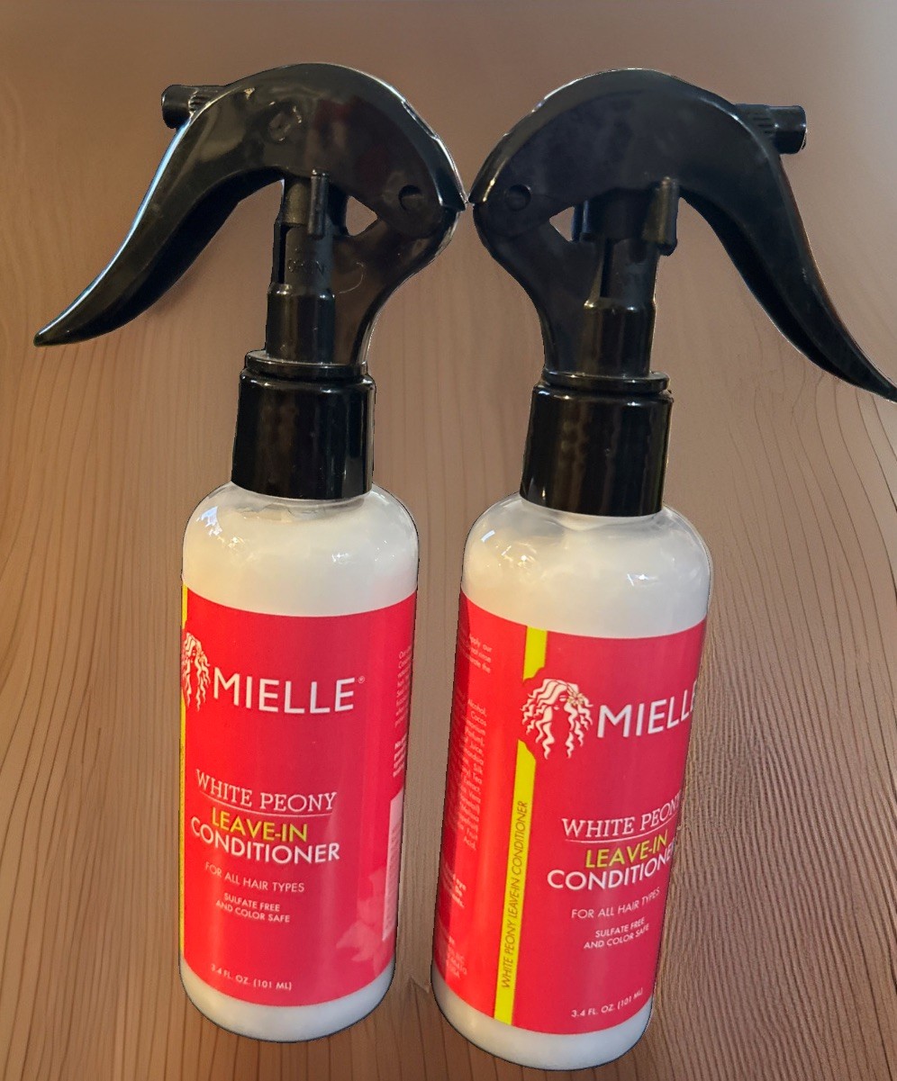 MIELLE WHITE PEONY LEAVE IN CONDITIONER for all types of hair 3.4 oz ea (2 btls