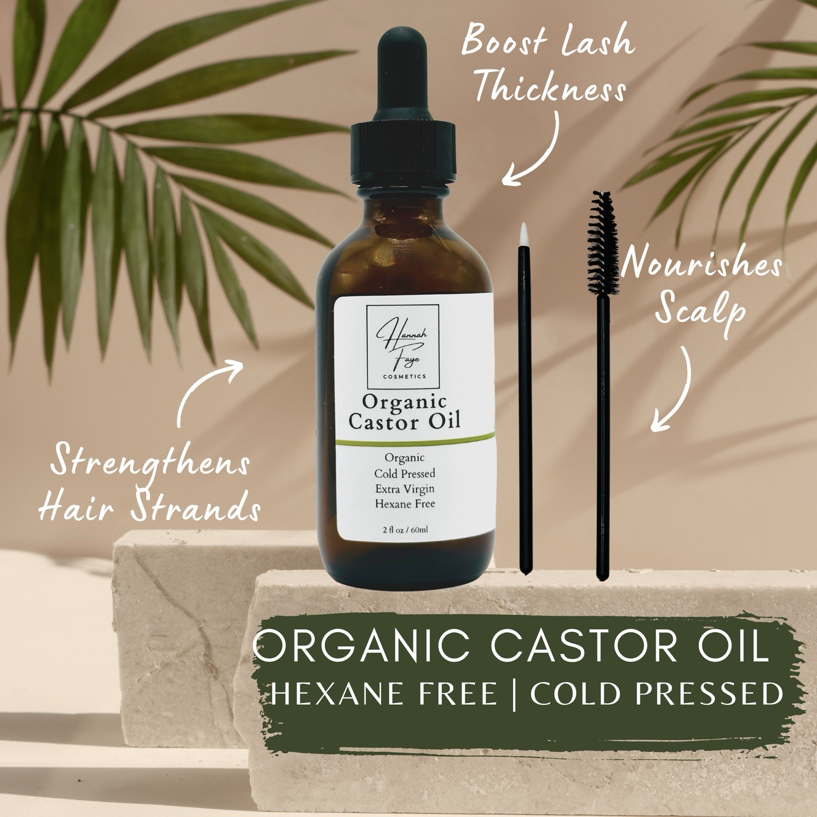 Hannah Faye Organic Extra Virgin Cold Pressed Castor Oil 2 fl oz