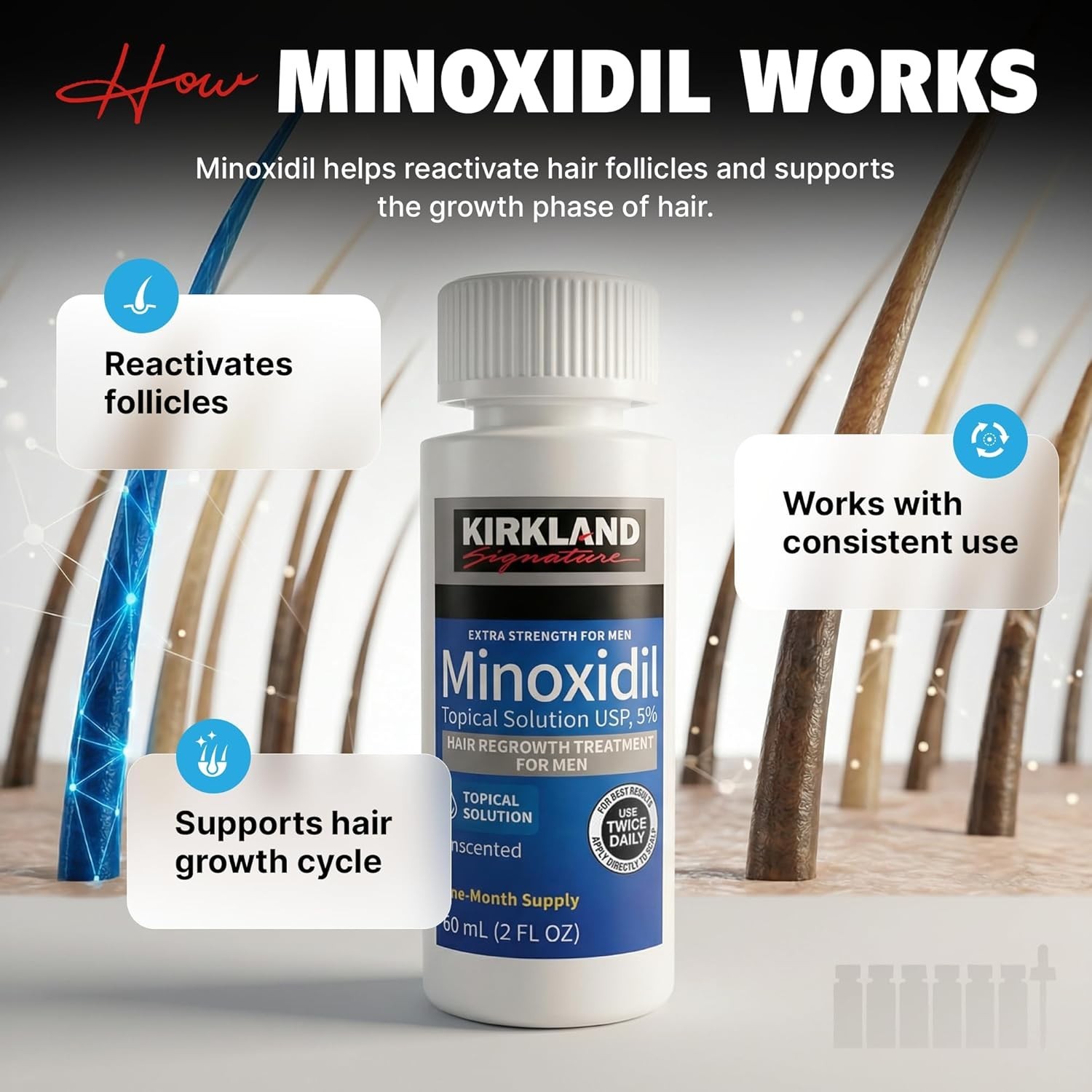 Kirkland Minoxidil 5% Hair Regrowth Treatment for Men, 6 Month Supply