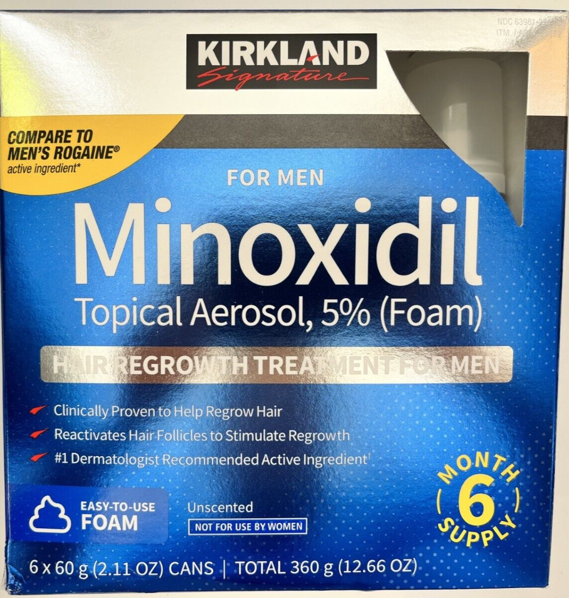 Kirkland Signature 5% Minoxidil Foam For Men Hair Growth Treatment 6x 2.11 cans