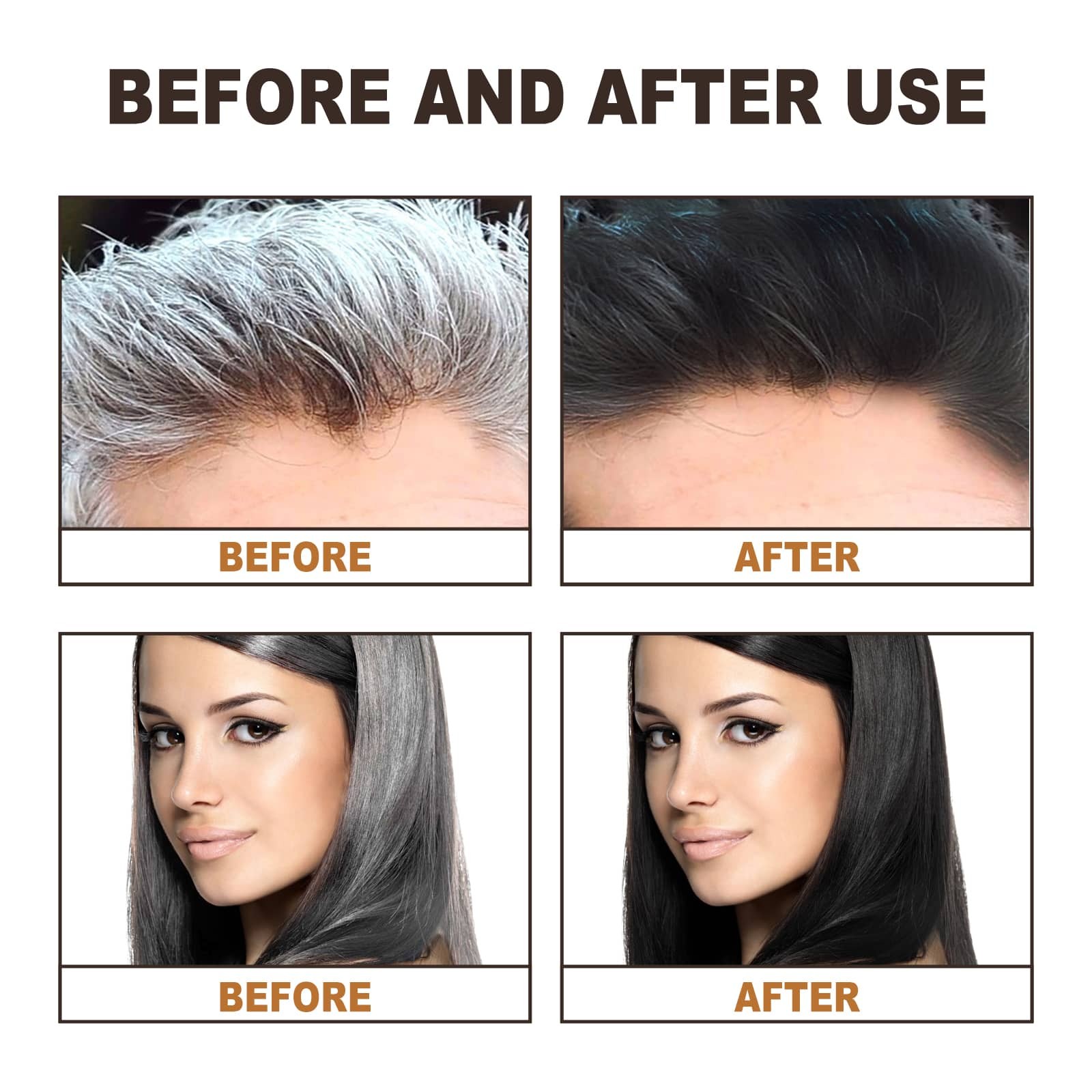 100% Natural Herbal Instant Gray Root Coverage Hair Color Oil for White Hair