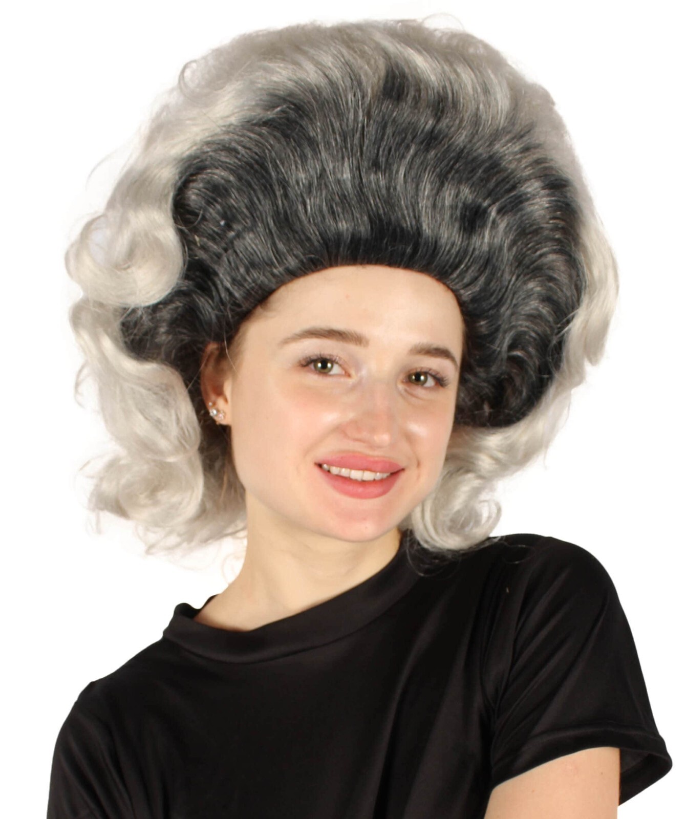 Adult Unisex Drag Queen Grey-black Beehive Wig, Non-flammable Synthetic HW-7046