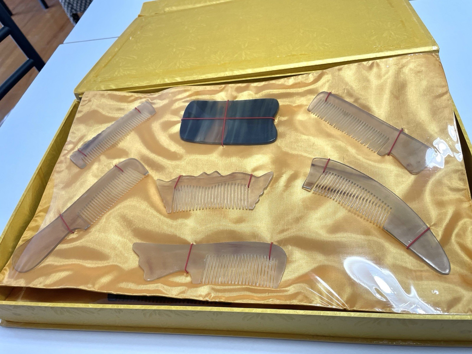 NEW Vtg Traditional Chinese Health Massage Grooming Set 1980s Buffalo Horn Combs