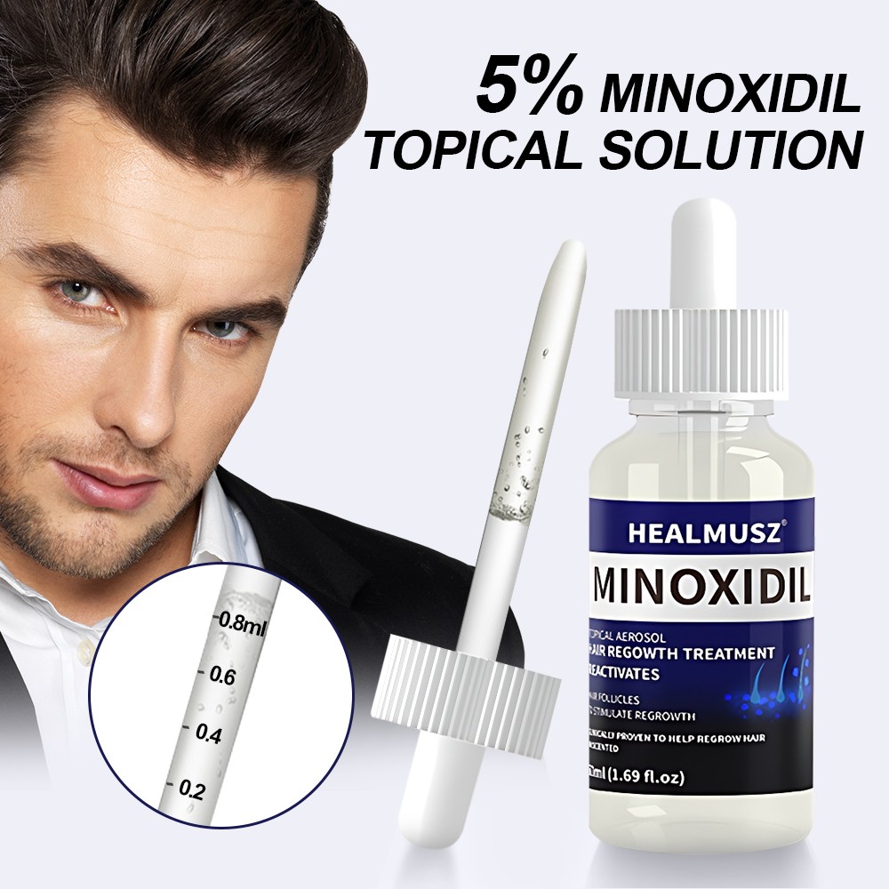 HEALMUSZ Minoxidil 5% Topical Solution Hair Regrowth, Reactivates Hair Follicles