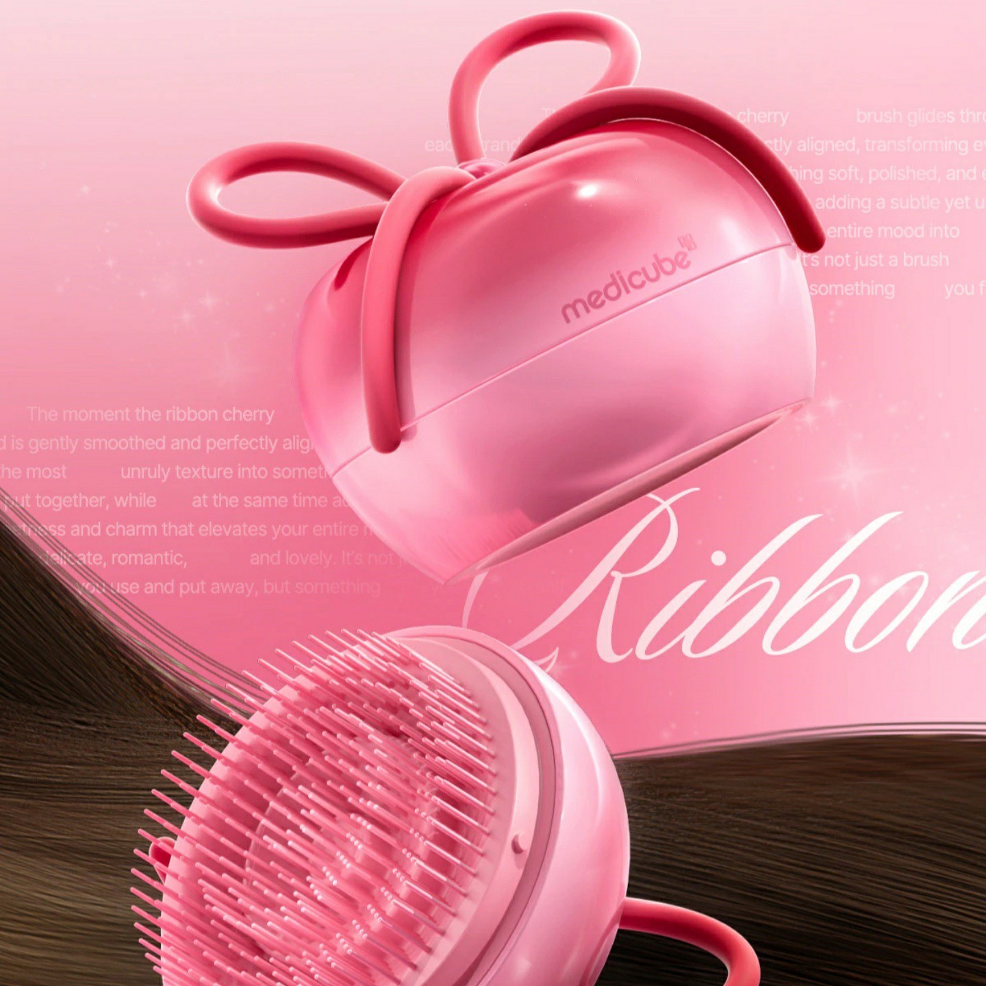 Medicube FOREVER CHERRY Ribbon Cherry Hair Brush Pink Limited Edition Korea