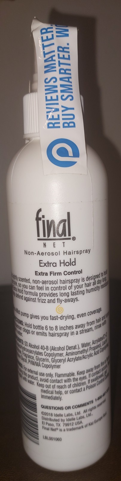 1 Final Net Non-Aerosol Hairspray Extra Hold, 12 FL Oz, Brand New- Sealed