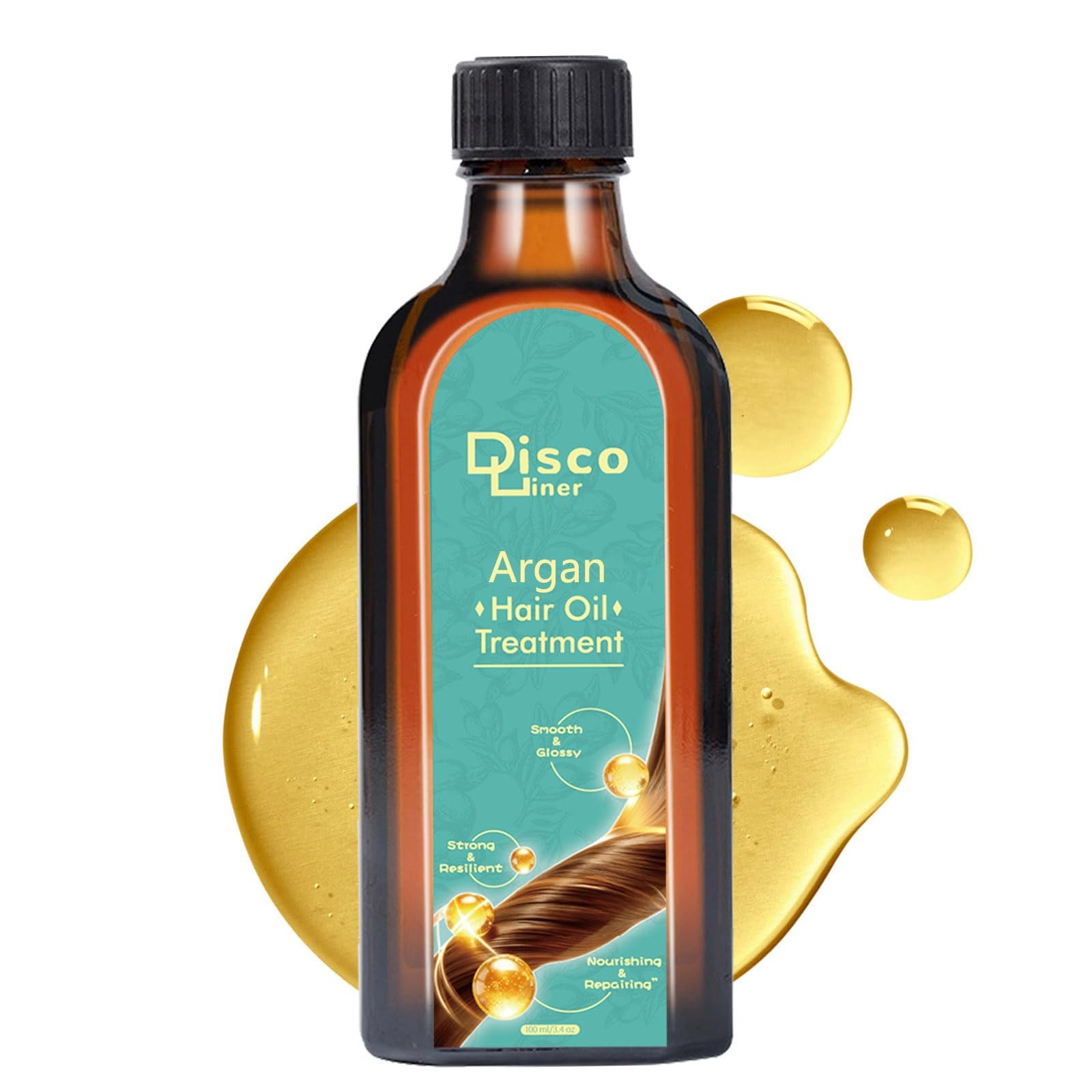 Discoliner Luxury Argan Hair Oil for Dry, Frizzy 3.4 Fl Oz (Pack of 1), Green