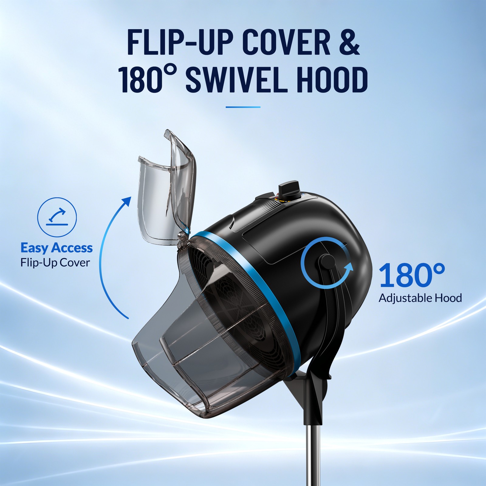 Stand Up Bonnet Hair Dryer w/ Timer Swivel Hood Caster Salon Professional