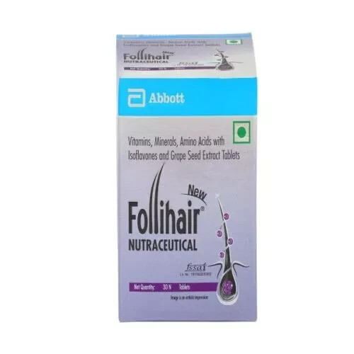 Abbott Follihair 30 Tablet Reduce Hair Fall and Growth of new hair | FRE SHIPING