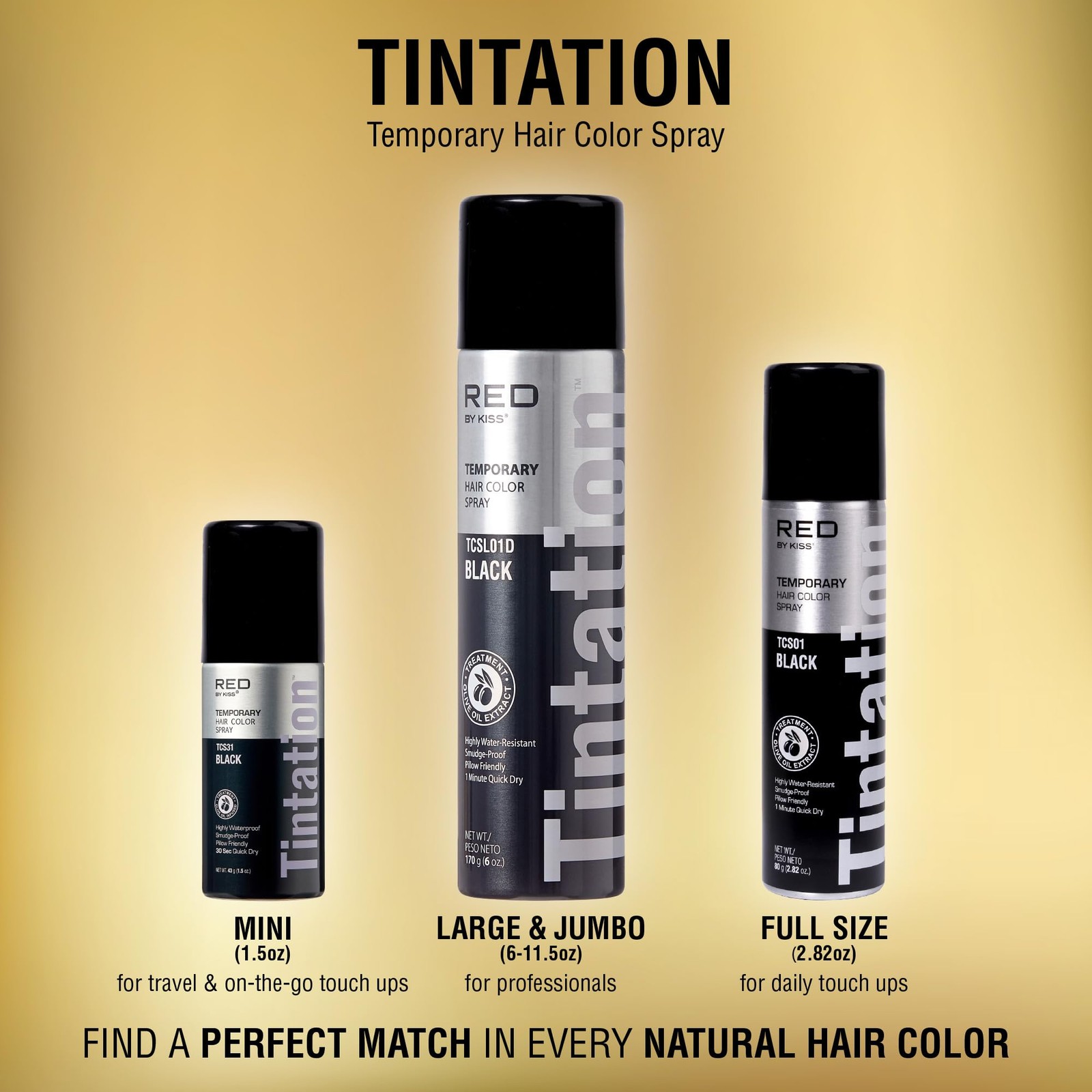 Red by Kiss Tintation Temporary Hair Color Spray, Instant Gray Root Touch Up …
