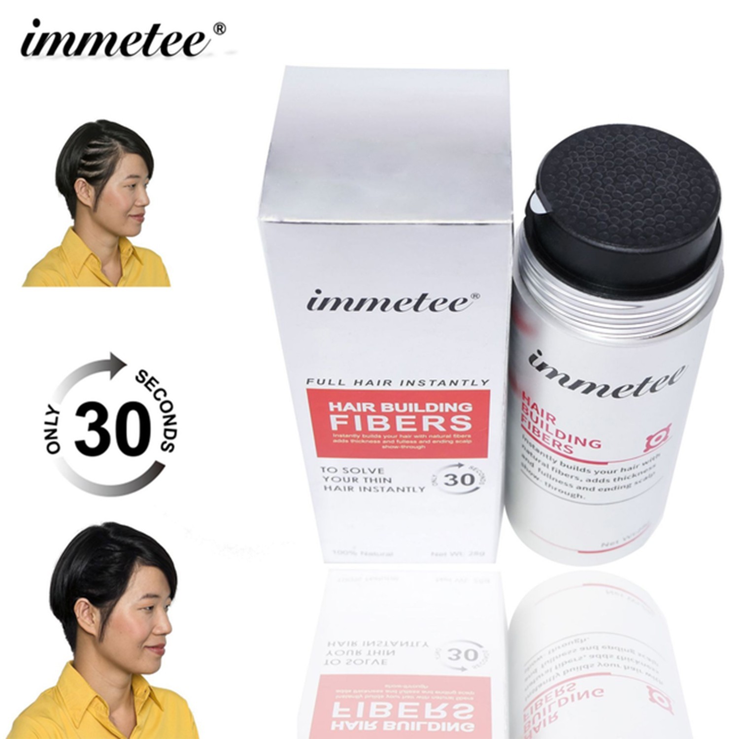 immetee Hair Building Fibers Powder Hair Fibres 2 Bottles Medium Brown 28g