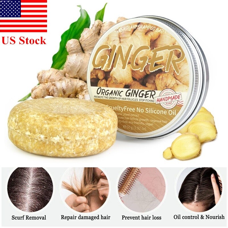 3pcs Organic Ginger Hair Regrowth Shampoo Bar Anti Hair Loss Ginger Shampoo Soap