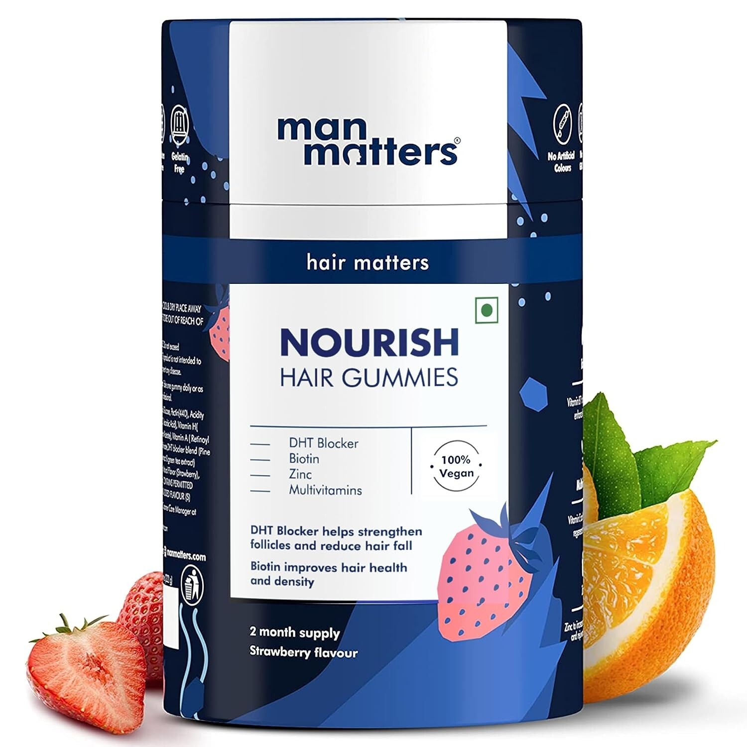 Man Matters Biotin Hair Gummies/60 Days Pack/With Biotin,Vitamin A,C,E,Z & DTH