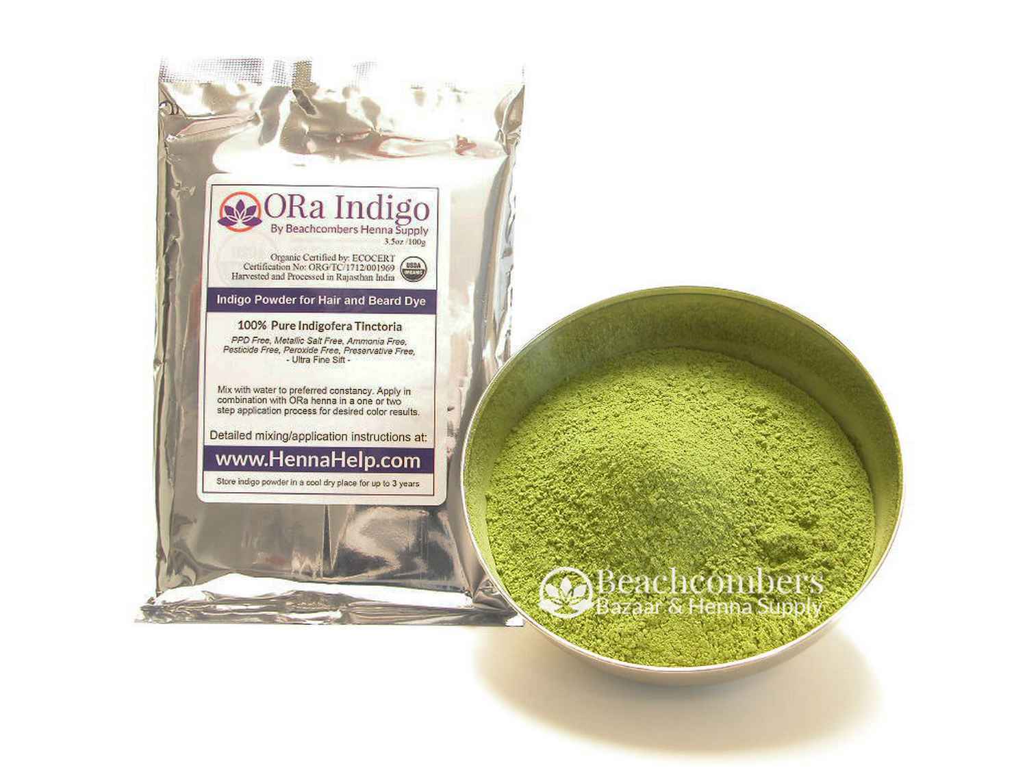 Natural Indigo Hair Beard Color Dye Rajasthani Organic Pure Powder Brown Black