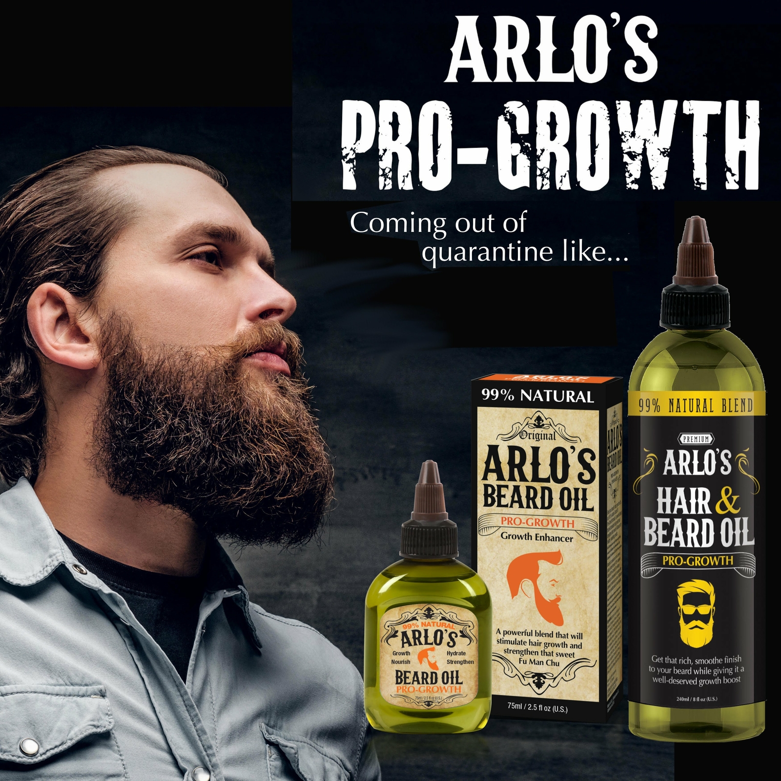 Arlo’s Pro-Growth Hair and Beard Oil 8 oz.