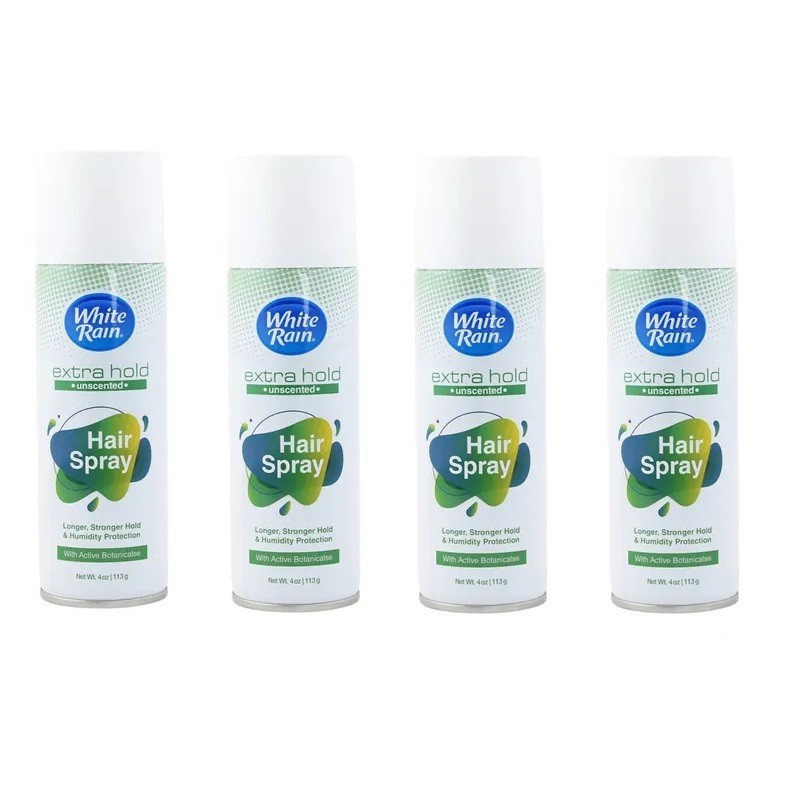 White Rain Hairspray 4 Pack Extra Hold Unscented Aerosol 4oz Long Lasting