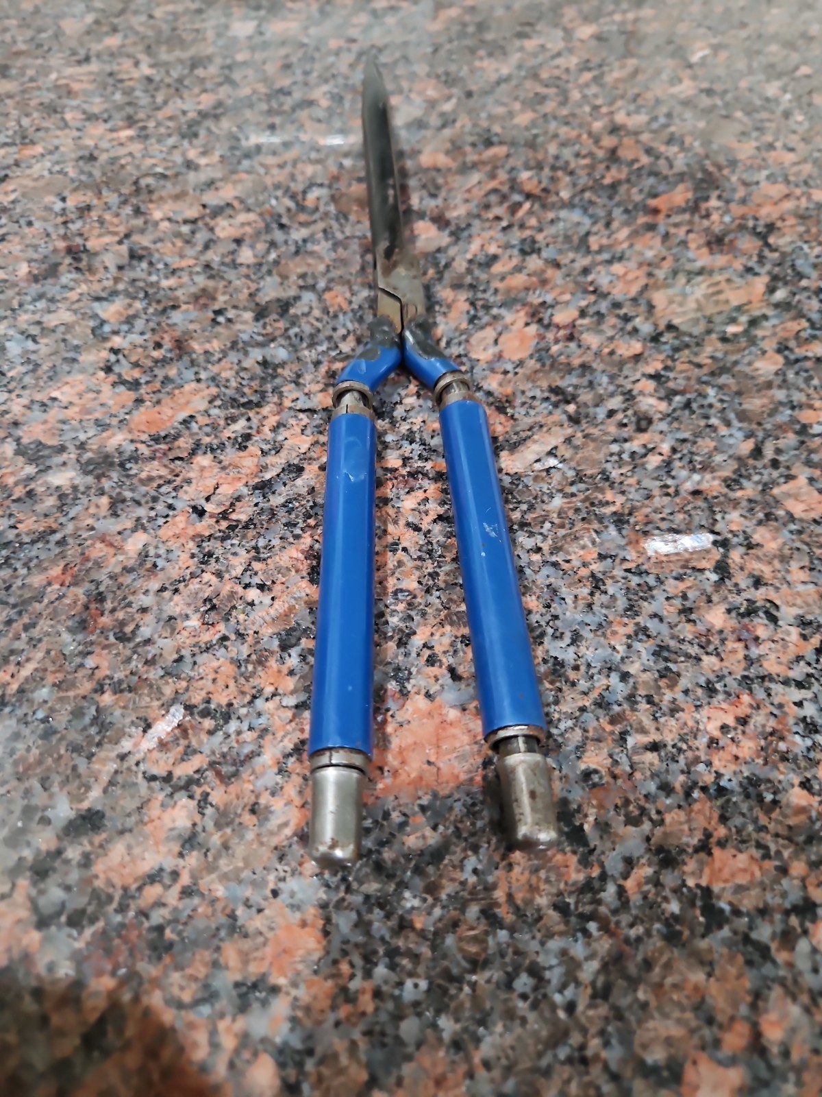 Solingen VTG Antique Metal Hair Curling Iron Blue Salon Hair Stylist Germany