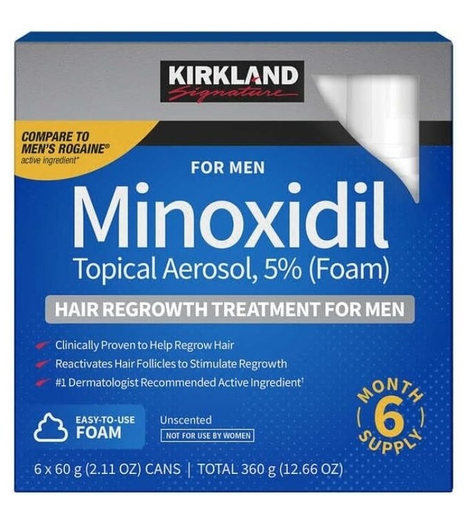 6 Months KIRKLAND MINOXIDIL 5% FOAM Hair Regrowth FOR MEN Exp 06/2025+ (SEALED)