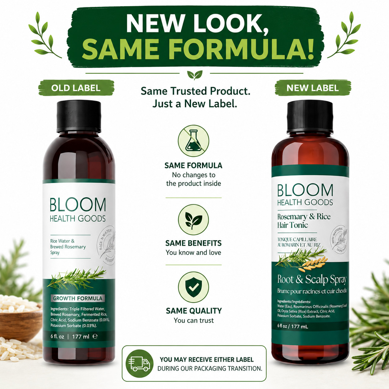 Bloom Health Goods Rosemary & Rice Hair Growth Spray – Whole Plant Ingredients
