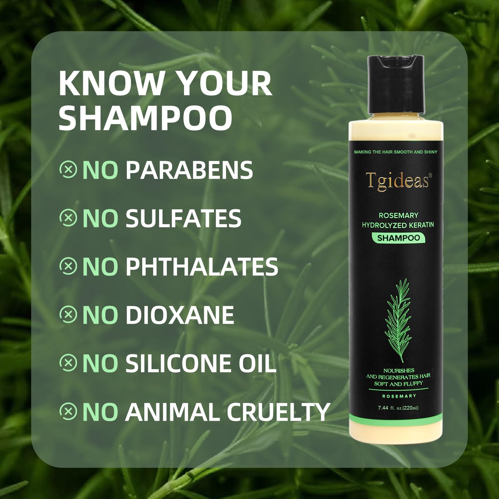 Tgideas Rosemary Biotin Volumizing Shampoo for 7.4 Fl Oz (Pack of 1), Yellow