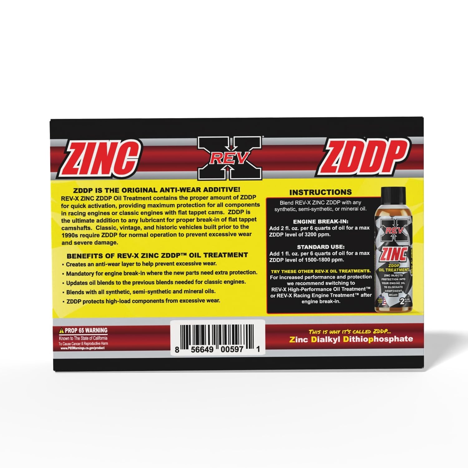 Zinc ZDDP Oil Additive – 2 fl. oz. (5 Pack) – Engine Protection & Performance Bo