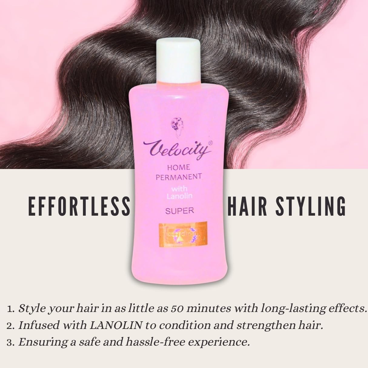 VELOCITY HOME PERMANENT Pro Style 2 in 1 Hair Curling and Straightening Lotion .