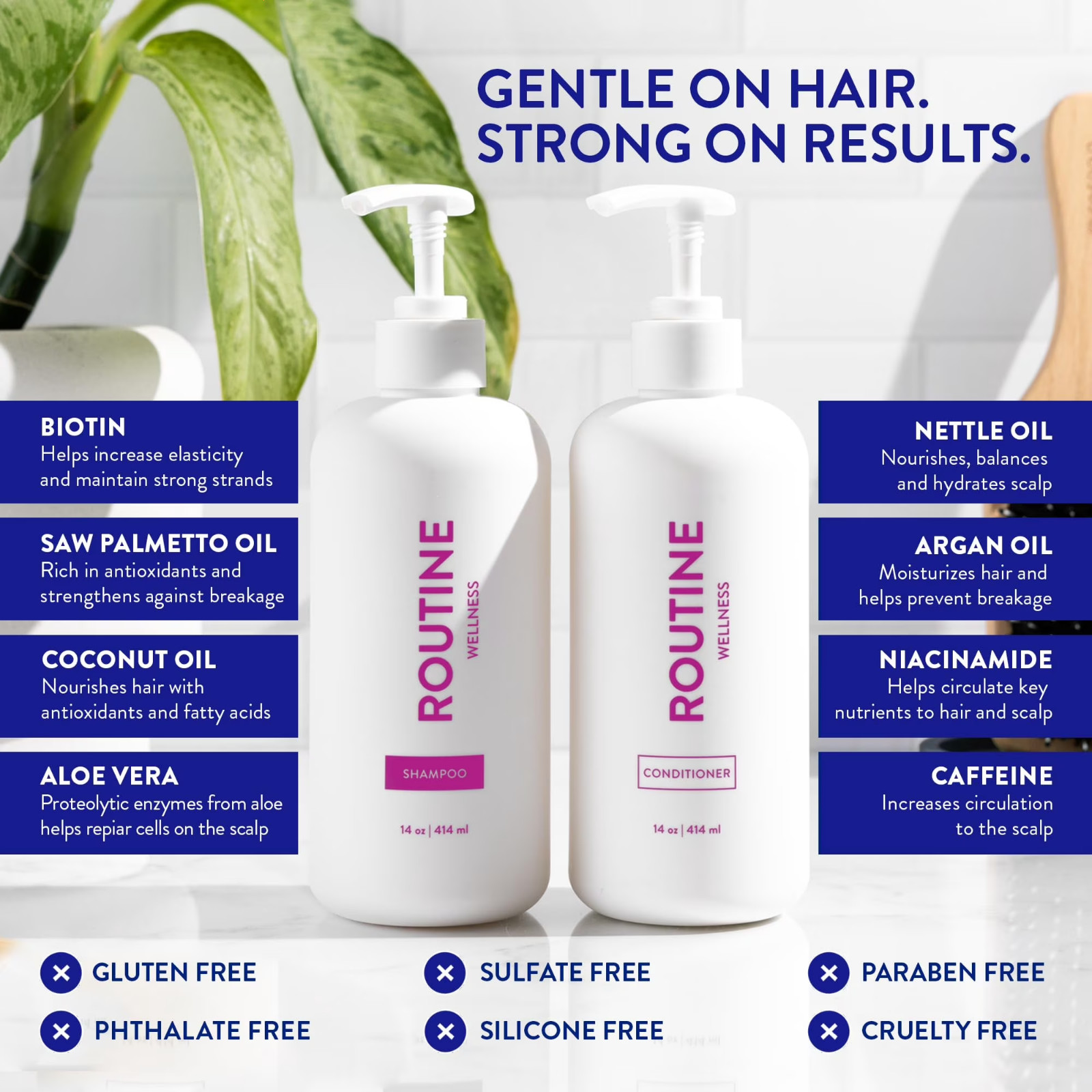 Routine Wellness Shampoo & Conditioner Set Strengthening Hair Rose Hips