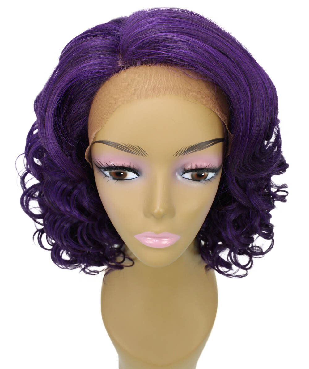 Curly 13 in 4X4 Hand Tied Lace Front Wig, Violet Blend