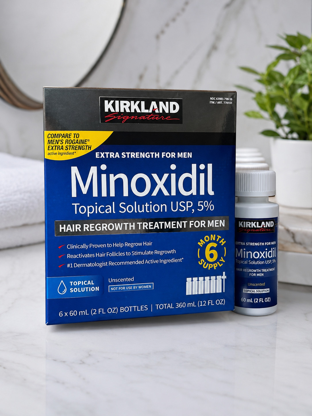 Minoxidil 5% Extra Strength Men 6 Month Supply Hair Regrowth Solution Free Ship