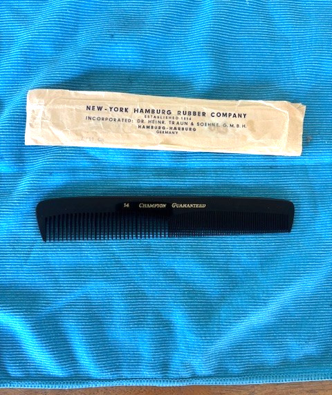 Vintage New York Champion Rubber Co. Hard Rubber Styling Comb Black – Germany