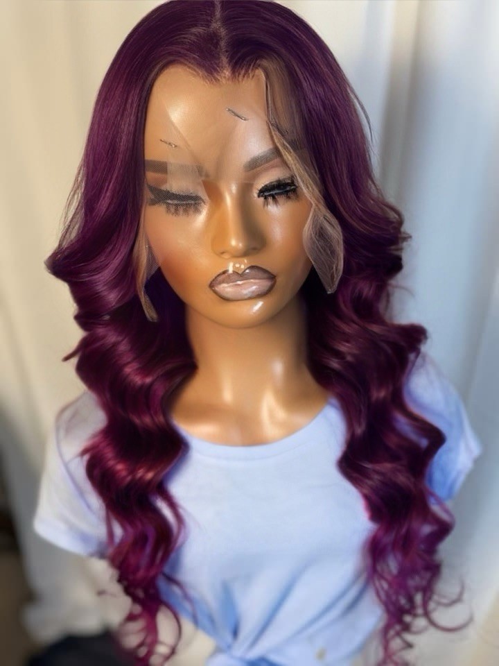 Meeca Unit_Light Burgundy Window Peek 13X6 HD Lace Frontal Human Hair Wig