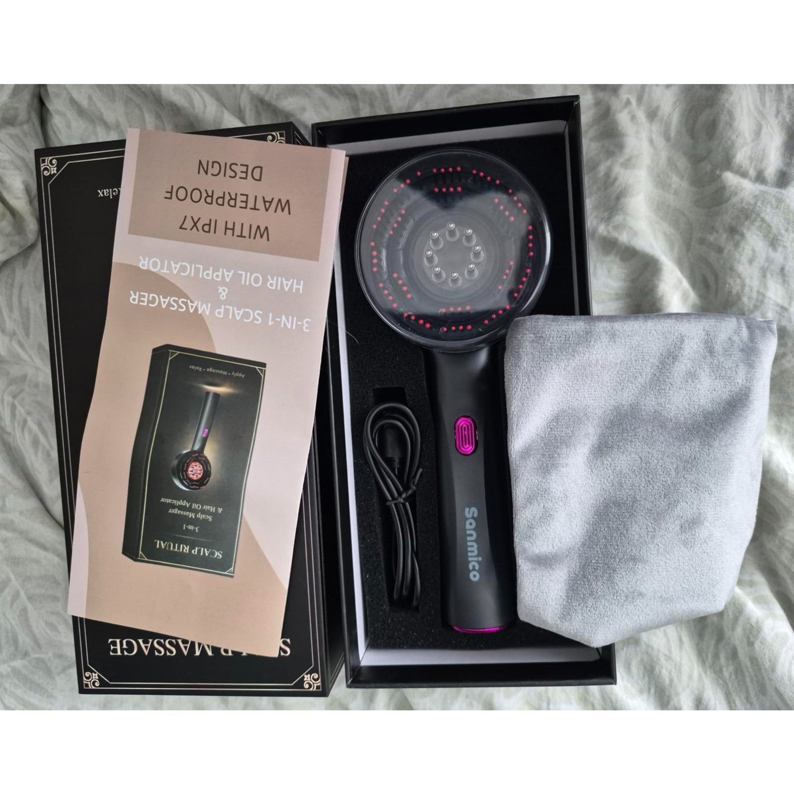 3-in-1 Electric Scalp Massager & Hair Oil Applicator Waterproof Brush