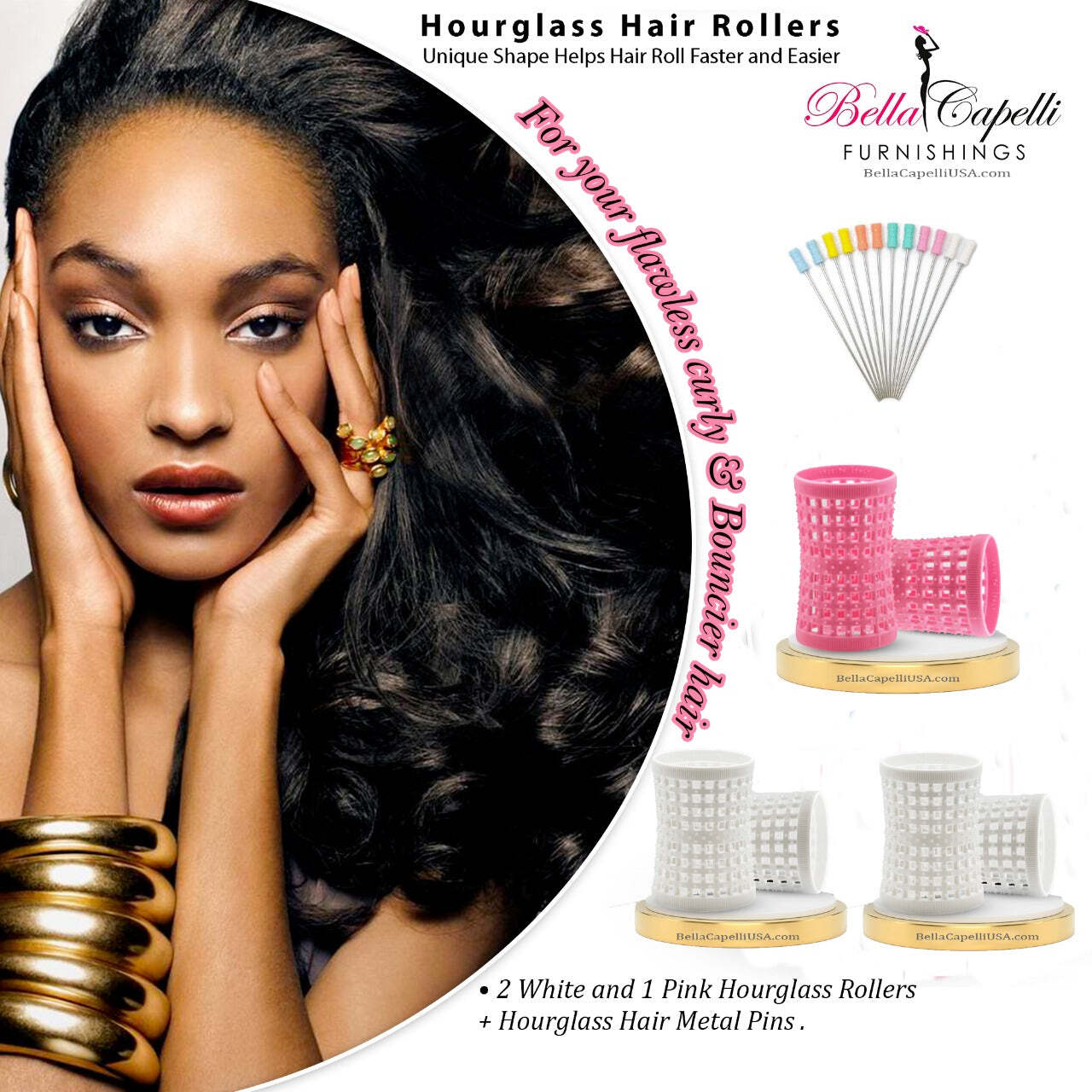 20% OFF – 1 Pack of Pink & 2 Packs White + Hourglass Hair Pins