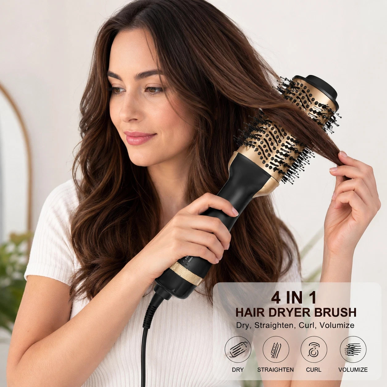 Gold Hair Dryer Brush Blow Dryer Brush in One, 4 in 1 Styling Tools Blow Dryer