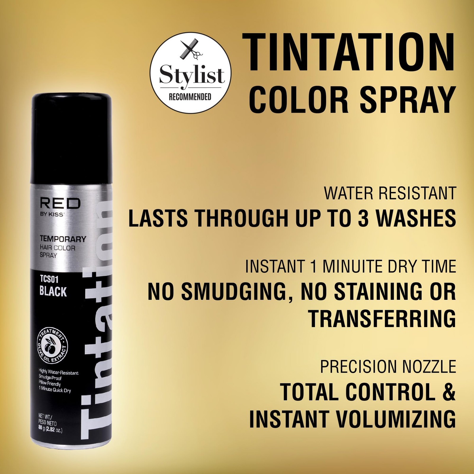 Red by Kiss Tintation Temporary Hair Color Spray, Instant Gray Root Touch Up …