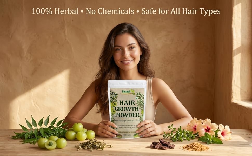 Natural Ayurvedic Hair Growth Powder 120g Herbal Hair Mask for All Hair Types
