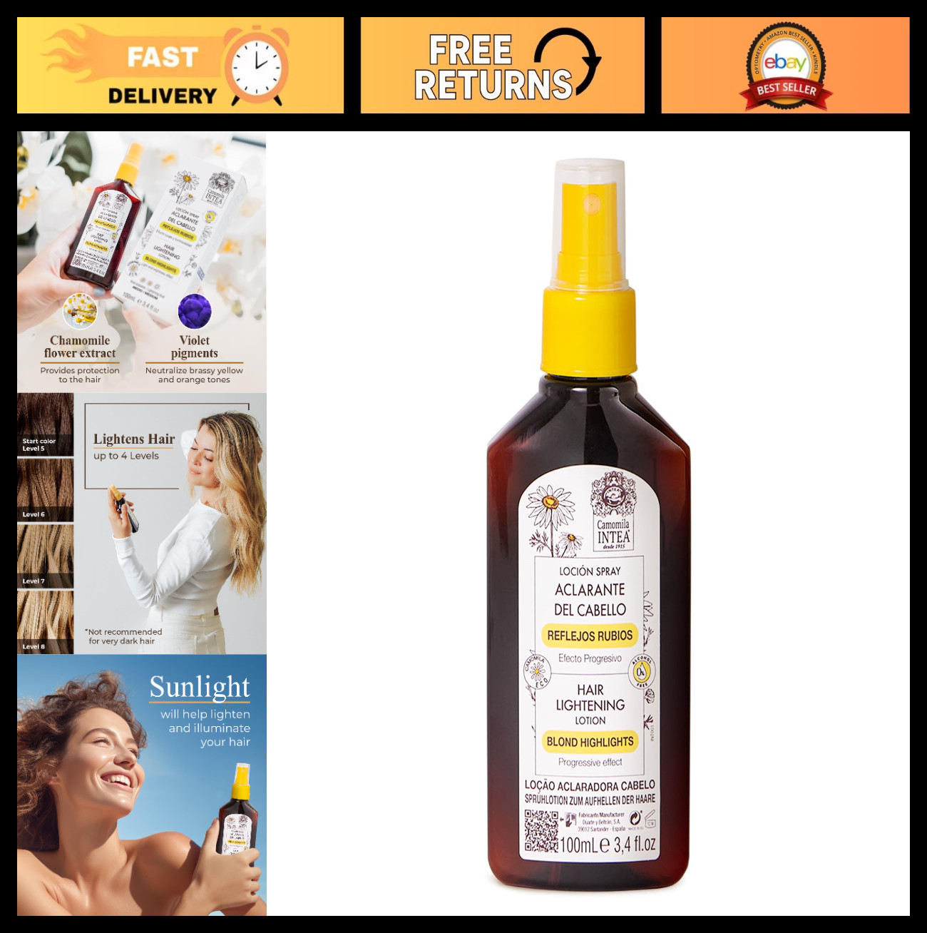 Natural Blond Highlights Hair Lotion – Chamomile Extract Hair Lightener Spray 3.