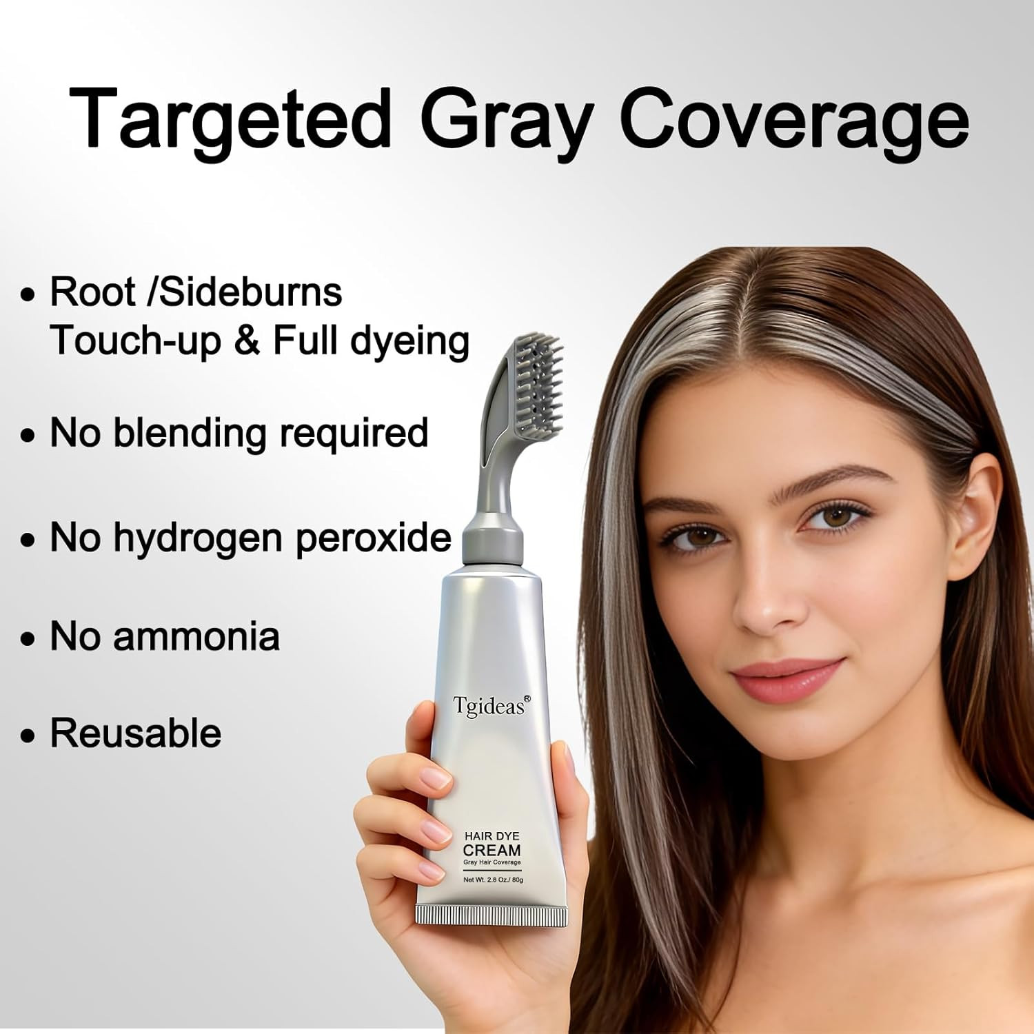 Hair Dye Comb Root Touch Up, Ammonia Free Gray Coverage, Black | Natural Plant E
