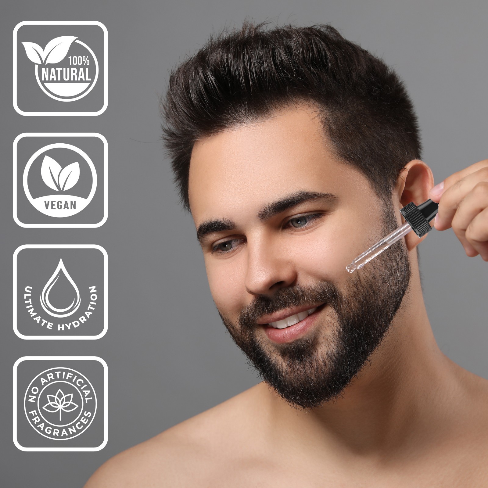 Unscented Beard Oil 2 oz. Hair Growth Serum for Men Beard, Mustache And Grooming