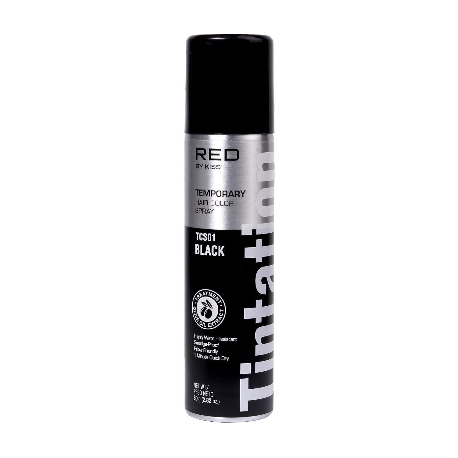 Kiss Tintation Temporary Hair Color Spray, Instant Gray Root Touch Up – Black