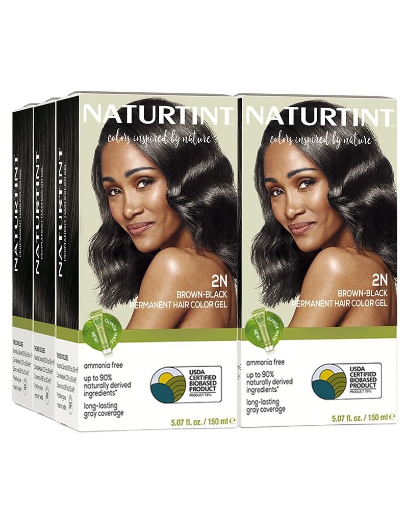 Naturtint 2N Brown Black Hair Dye 6pk – USDA BioPreferred, Ammonia-Free,