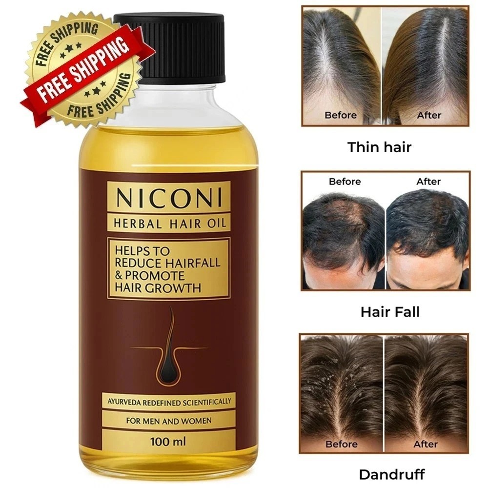 (1 x 100ml) Niconi Herbal Hair Oil Natural Hair Fall Solution For Women and Men