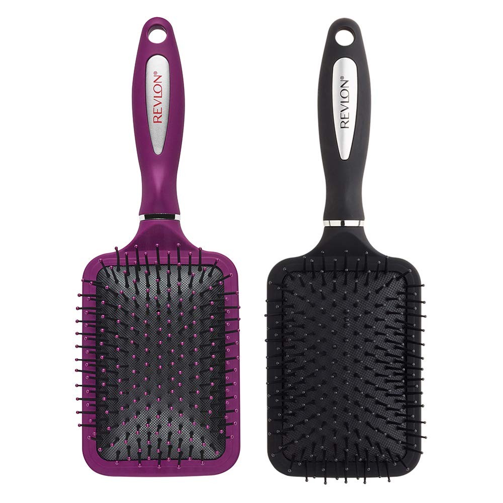 Straight & Smooth Soft Touch Paddle Hair Brush Set, Black + Berry