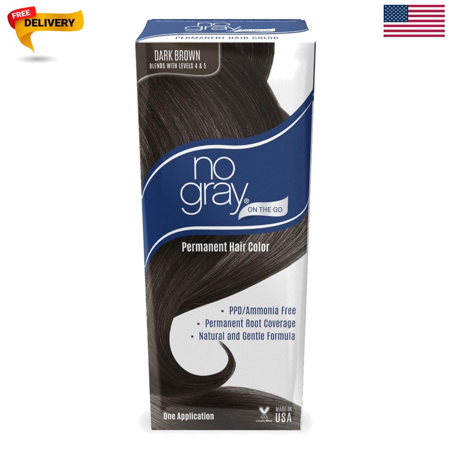 High-Pigment Dark Brown Root Touch-Up – 35 Minute Application, 90% Natural