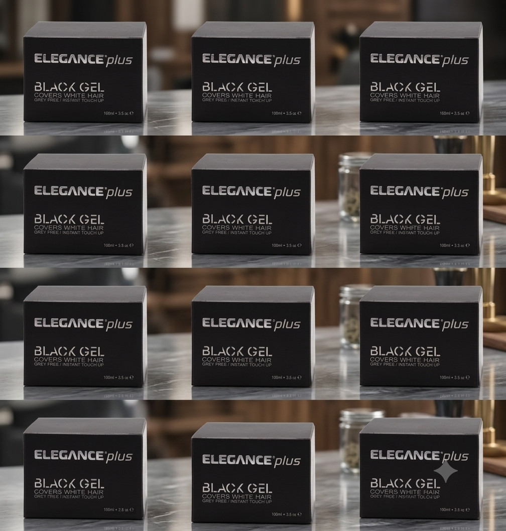 Elegance Plus Black Gel 100ml Cover Grey White Hair Instant Touch Up 12 Pack