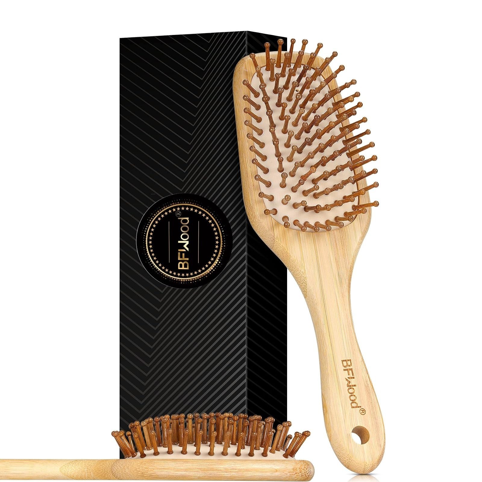 BFWood Bamboo Paddle Hair Brush Detangling Scalp Massage Anti-Static