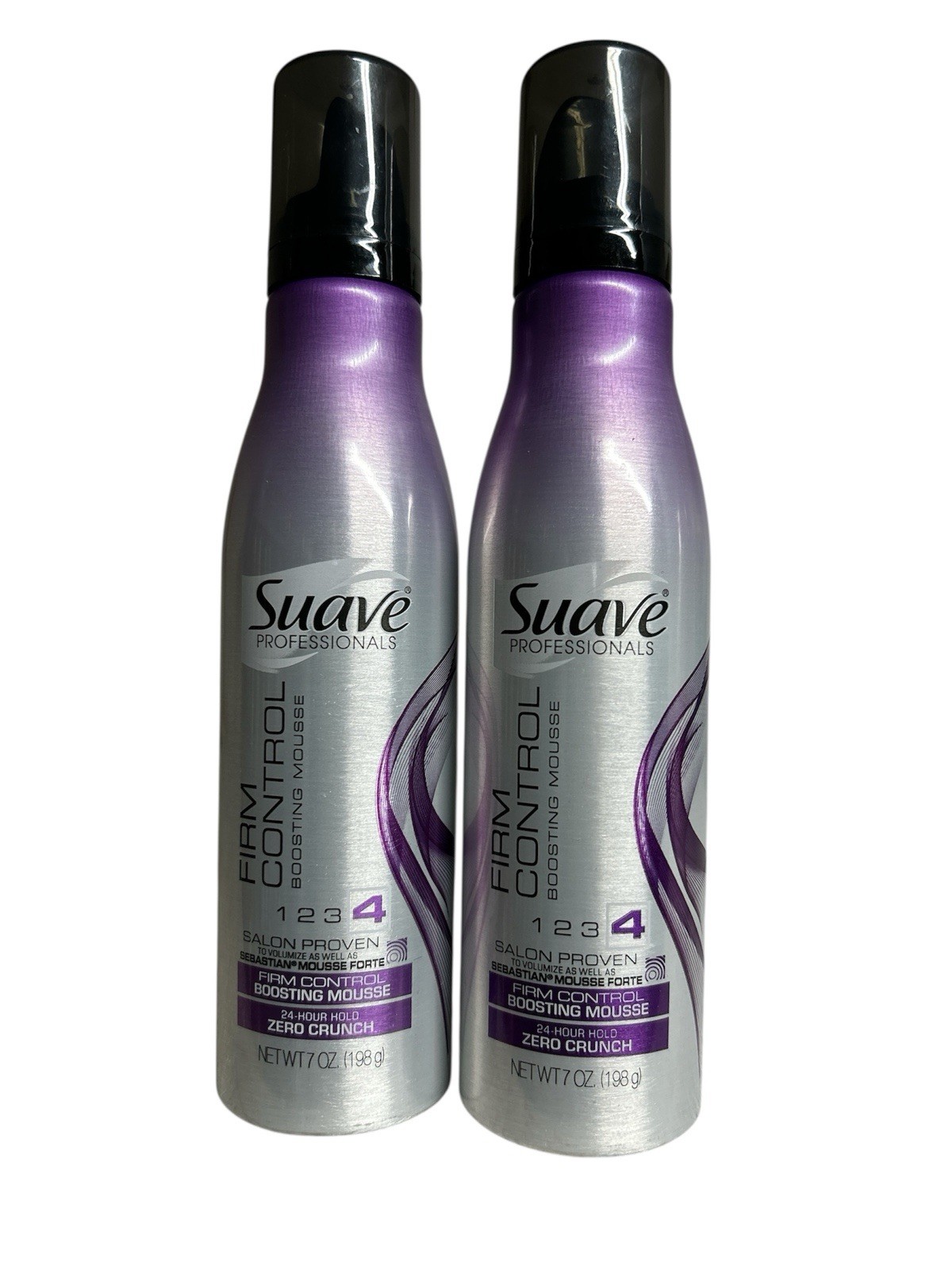 2 Bottles Suave Level 4 Firm Control 24 Hour Hold Boosting Mousse Zero Crunch
