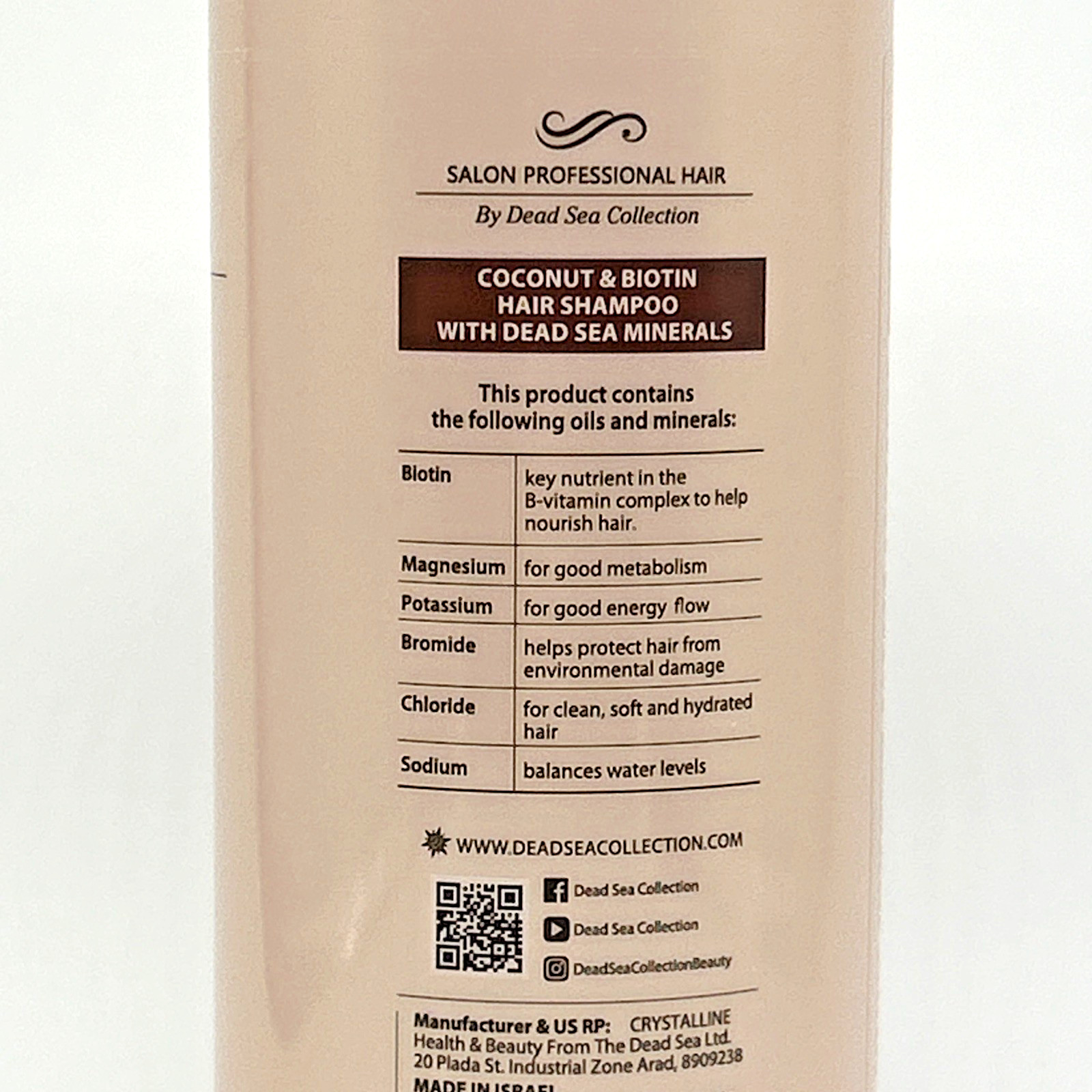 Dead Sea Collection Coconut Biotin Hydrating Mineral Shampoo 33.8oz