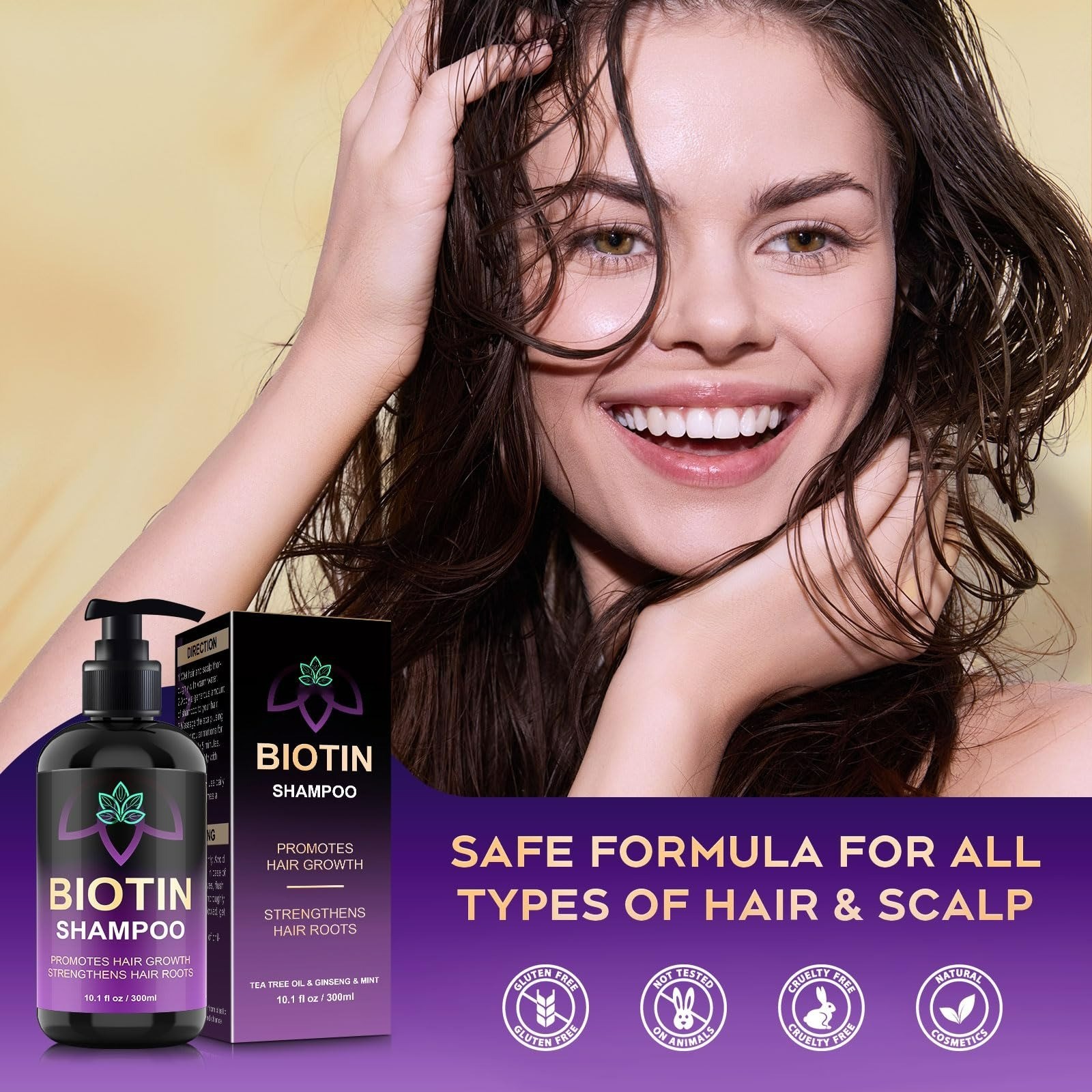 Hair Growth Biotin Shampoo for Thinning Hair – Sulfate-Free, 10.1 Fl Oz